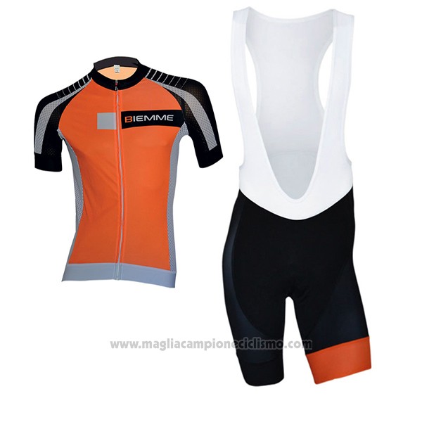 2017 Abbigliamento Ciclismo Biemme Moody Arancione Manica Corta e Salopette